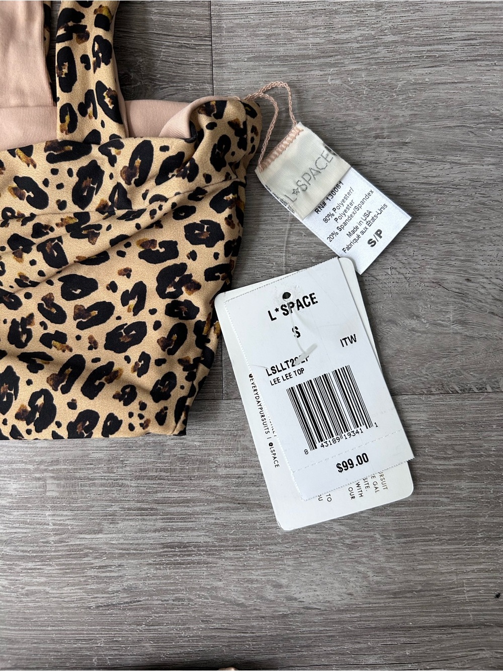 Brand NEW L*Space Leopard Print Tan Bikini Set top size small, bottoms medium - Picture 4 of 9